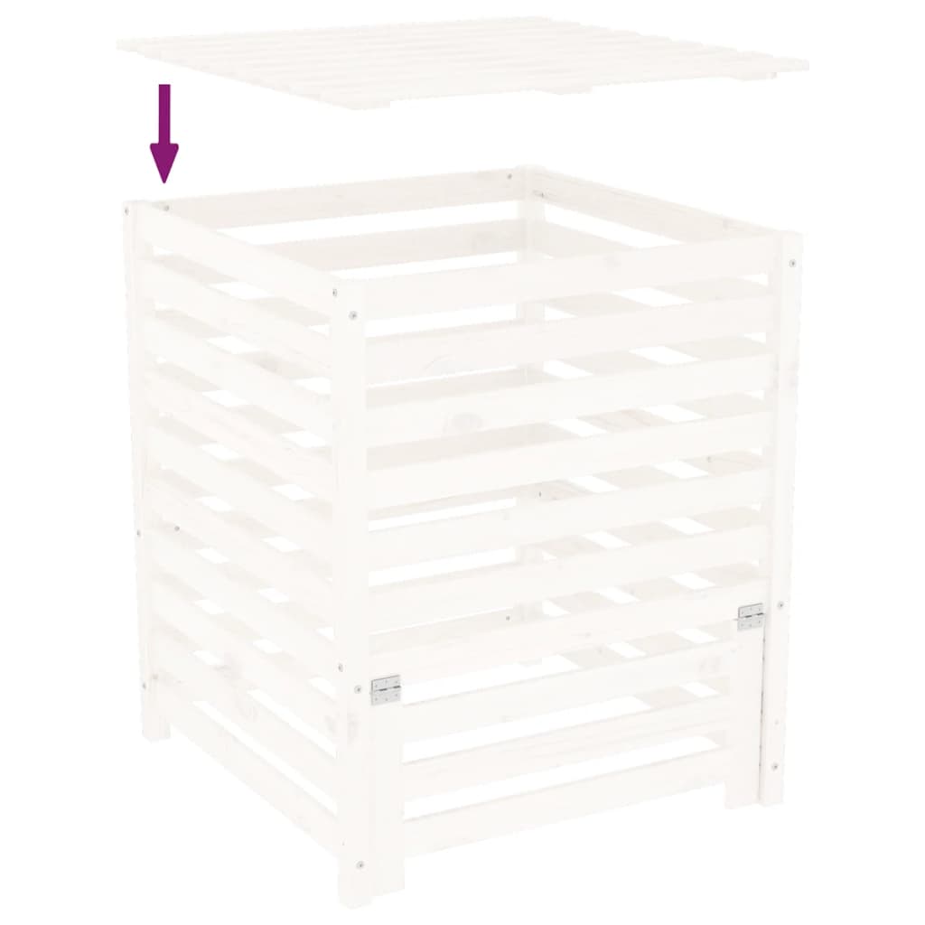 vidaXL Komposti valkoinen 82,5x82,5x99,5 cm täysi mänty