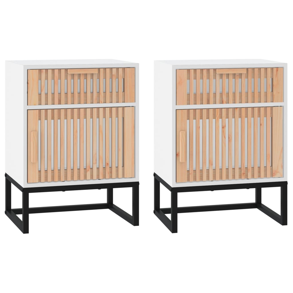 vidaXL Yöpöydät 2 kpl valkoinen 40x30x55,5 cm tekninen puu ja rauta