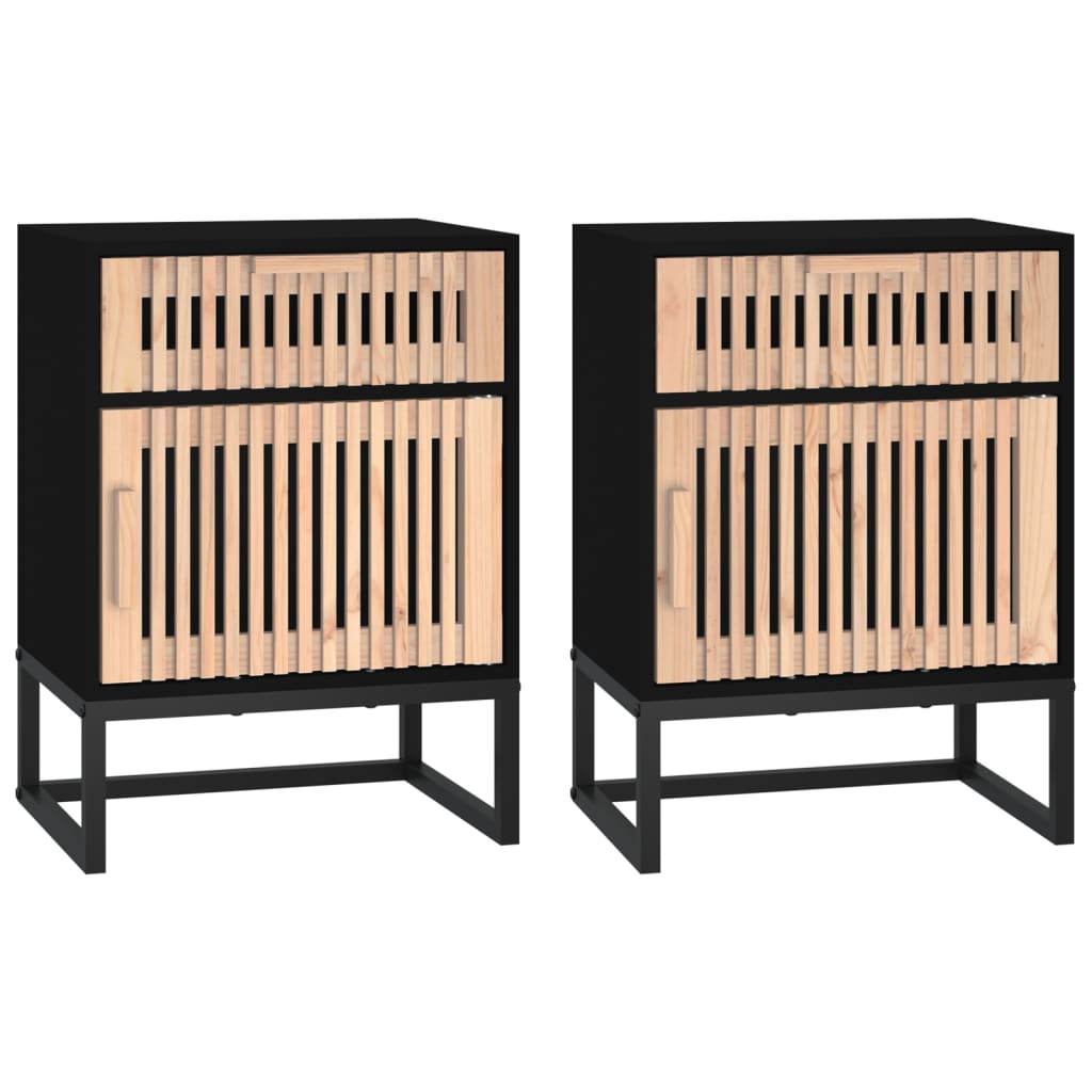 vidaXL Yöpöydät 2 kpl musta 40x30x55,5 cm tekninen puu ja rauta