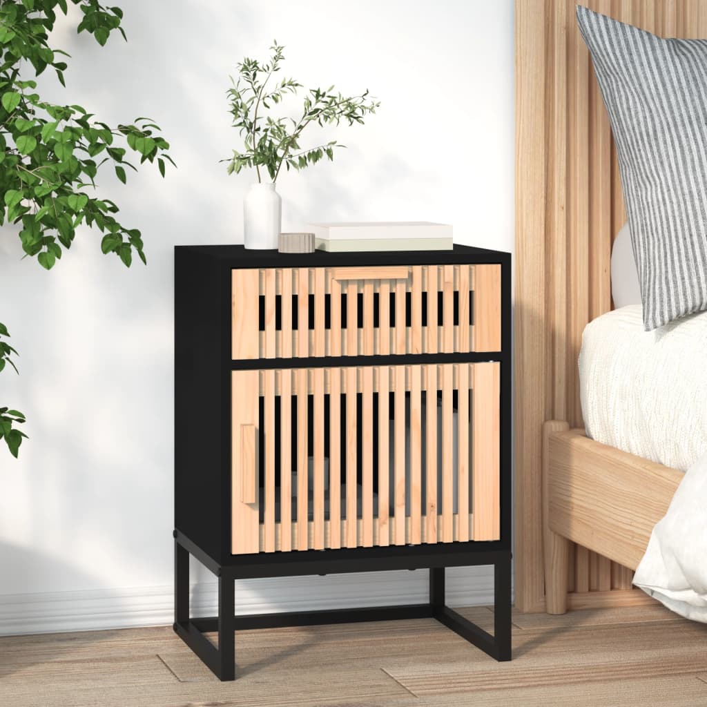 vidaXL Yöpöydät 2 kpl musta 40x30x55,5 cm tekninen puu ja rauta