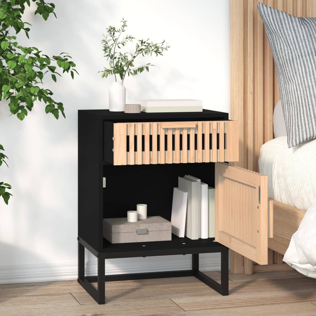 vidaXL Yöpöydät 2 kpl musta 40x30x55,5 cm tekninen puu ja rauta