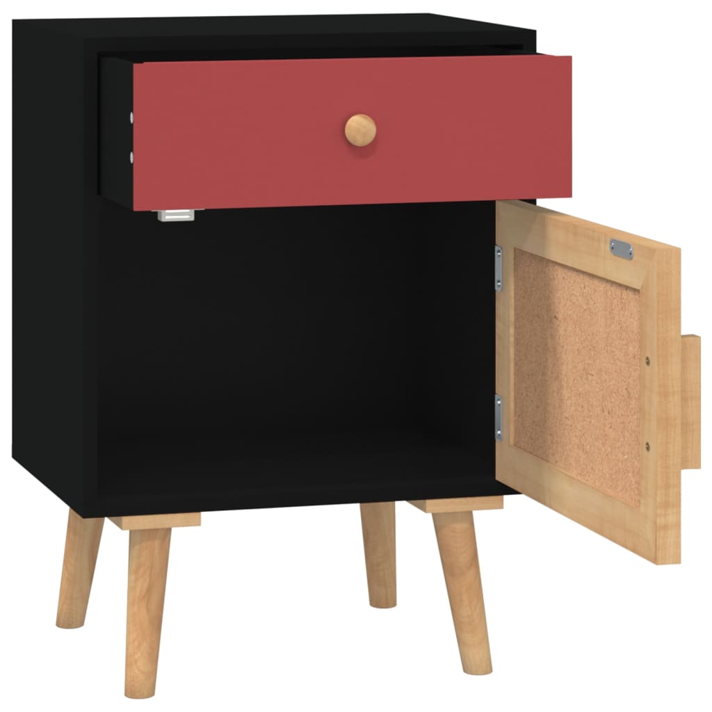 vidaXL Yöpöydät 2 kpl musta 40x30x55 cm tekninen puu