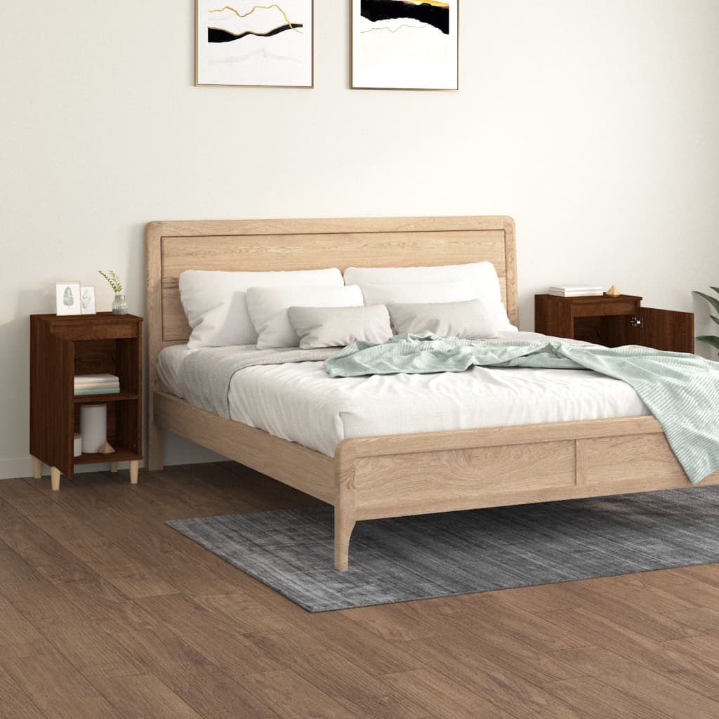 vidaXL Yöpöydät 2 kpl ruskea tammi 40x35x70 cm tekninen puu