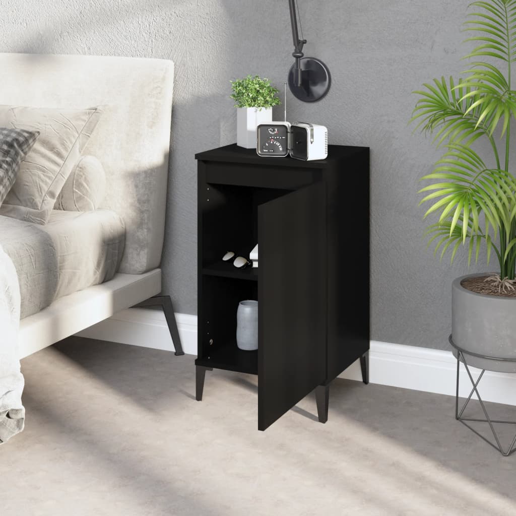 vidaXL Yöpöydät 2 kpl musta 40x35x70 cm tekninen puu