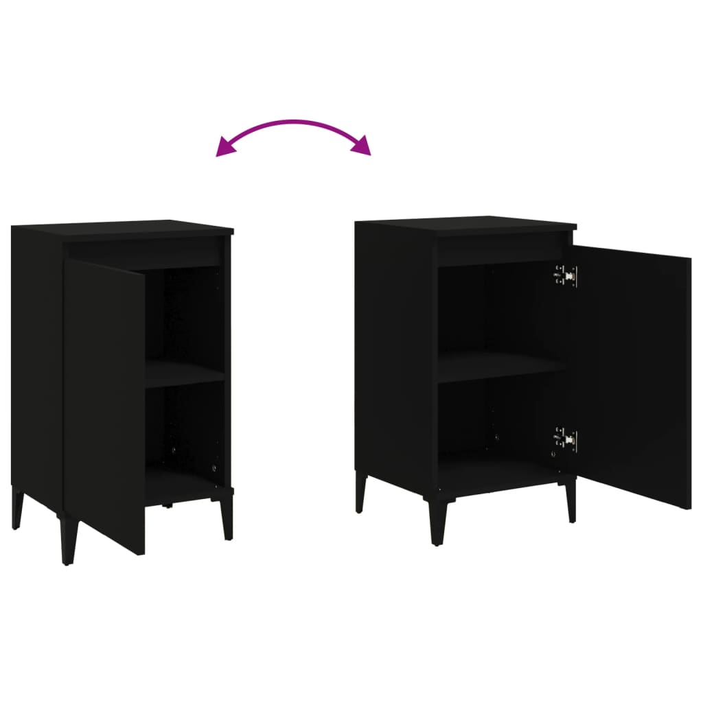 vidaXL Yöpöydät 2 kpl musta 40x35x70 cm tekninen puu