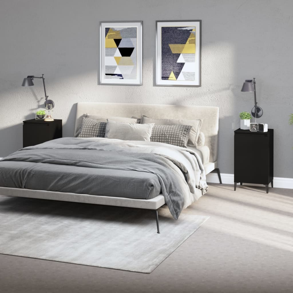 vidaXL Yöpöydät 2 kpl musta 40x35x70 cm tekninen puu