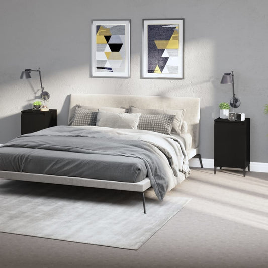 vidaXL Yöpöydät 2 kpl musta 40x35x70 cm tekninen puu