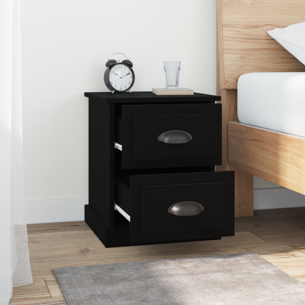 vidaXL Yöpöydät 2 kpl musta 39x39x47,5 cm tekninen puu