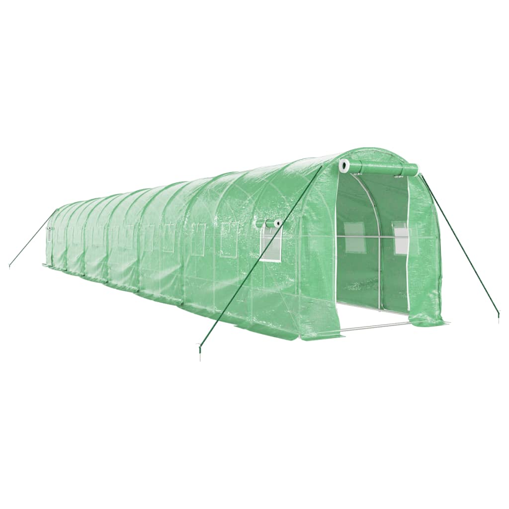 vidaXL Kasvihuone teräsrungolla vihreä 28 m² 14x2x2 m