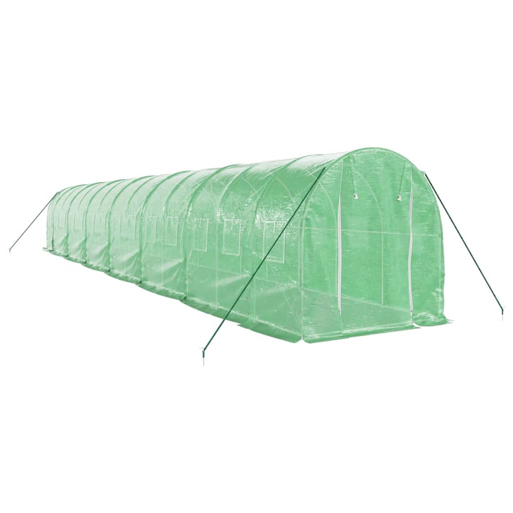vidaXL Kasvihuone teräsrungolla vihreä 28 m² 14x2x2 m