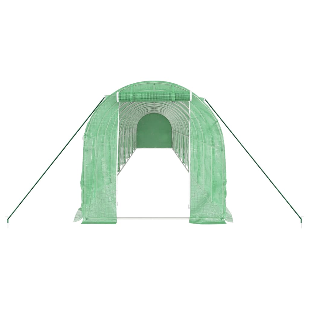 vidaXL Kasvihuone teräsrungolla vihreä 28 m² 14x2x2 m
