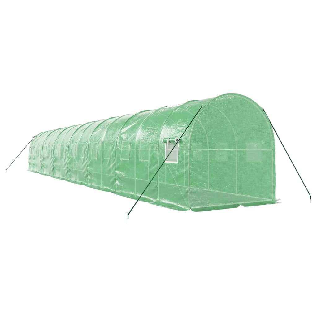 vidaXL Kasvihuone teräsrungolla vihreä 28 m² 14x2x2 m