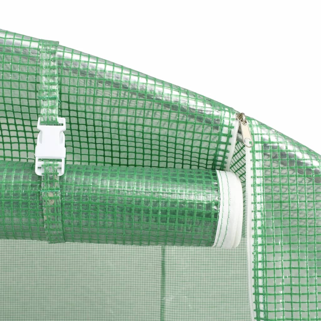 vidaXL Kasvihuone teräsrungolla vihreä 28 m² 14x2x2 m