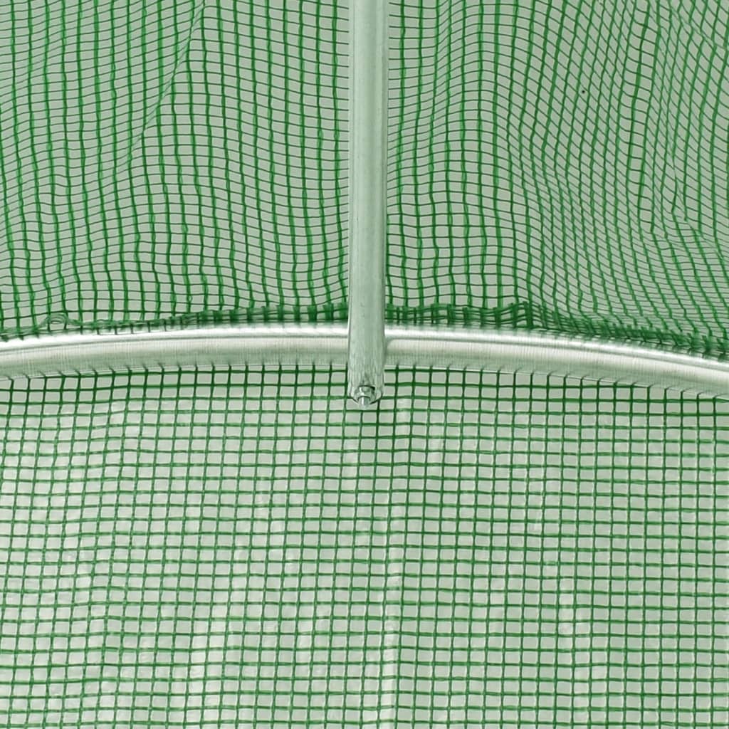vidaXL Kasvihuone teräsrungolla vihreä 28 m² 14x2x2 m