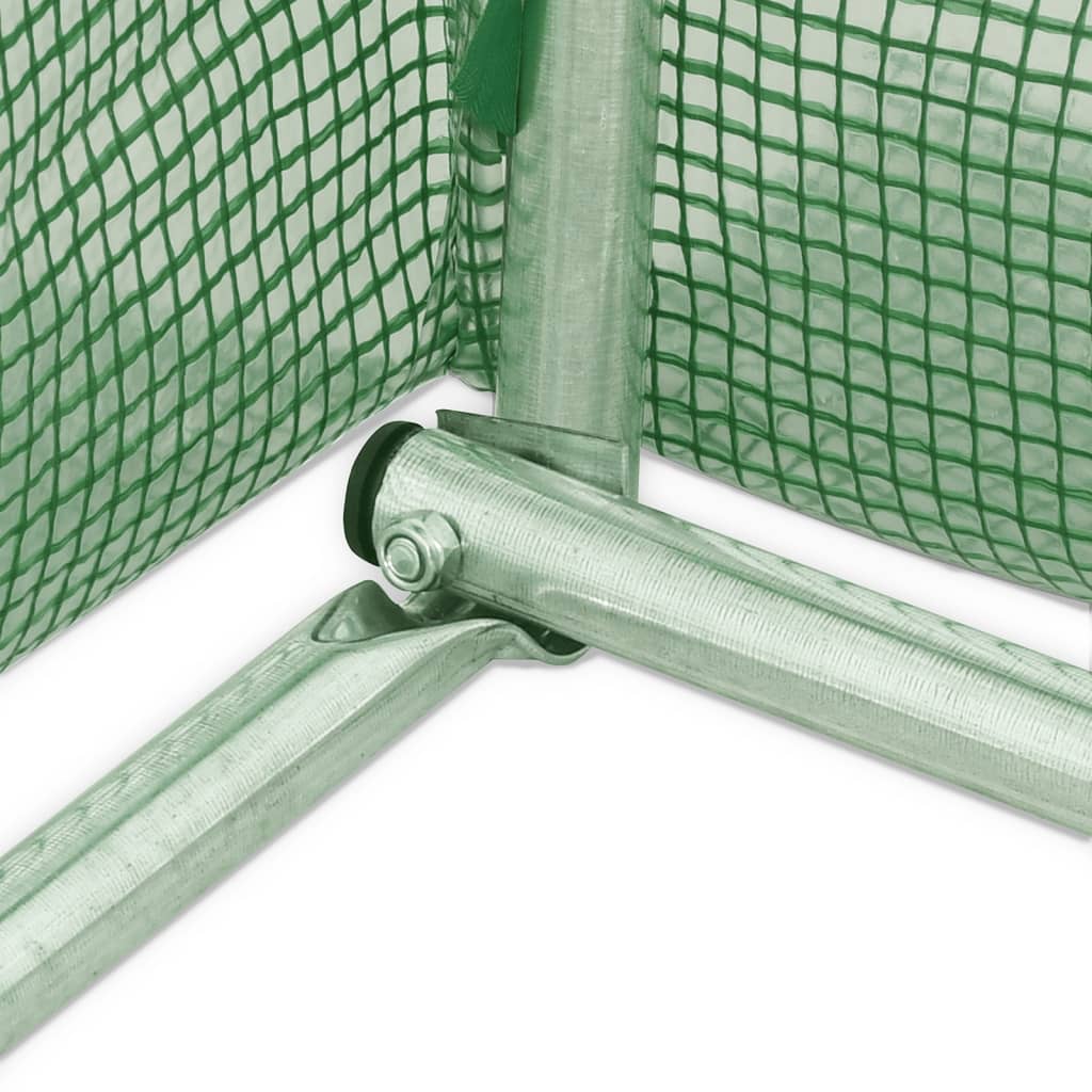 vidaXL Kasvihuone teräsrungolla vihreä 28 m² 14x2x2 m