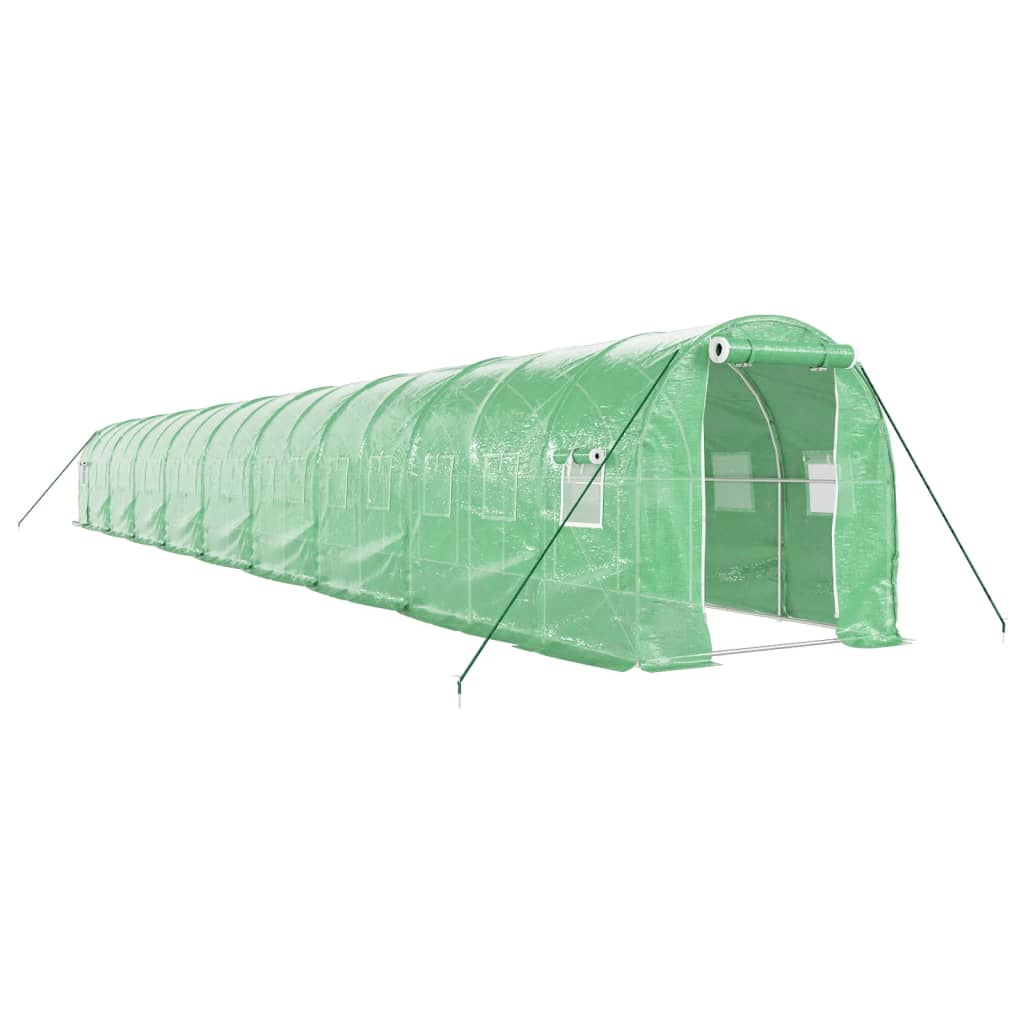 vidaXL Kasvihuone teräsrungolla vihreä 36 m² 18x2x2 m