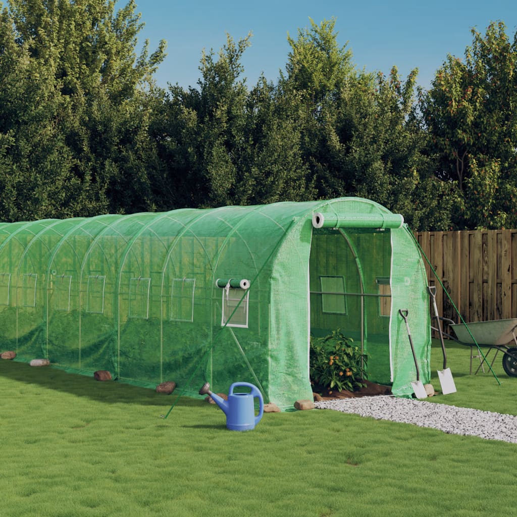 vidaXL Kasvihuone teräsrungolla vihreä 36 m² 18x2x2 m