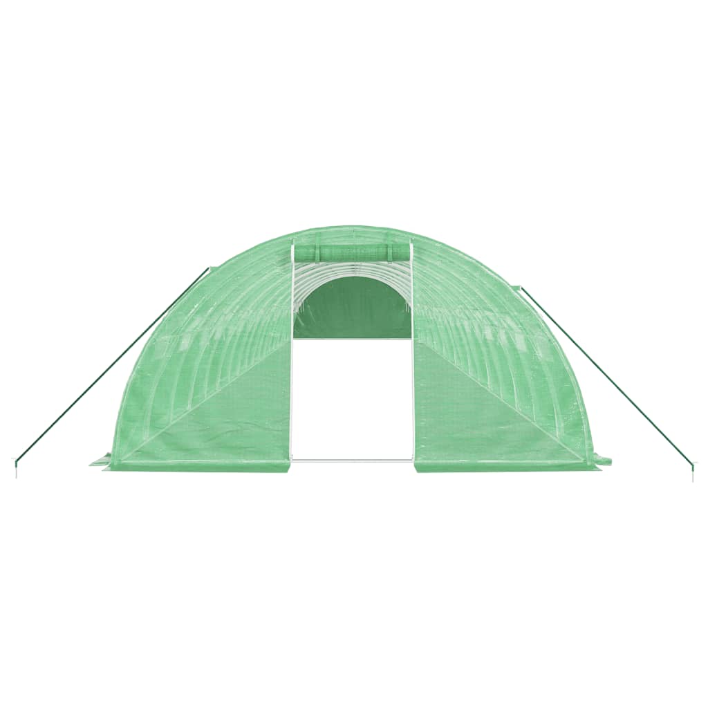 vidaXL Kasvihuone teräsrungolla vihreä 72 m² 18x4x2 m