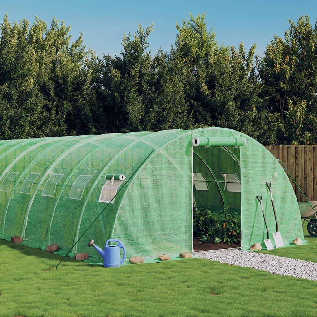 vidaXL Kasvihuone teräsrungolla vihreä 72 m² 18x4x2 m