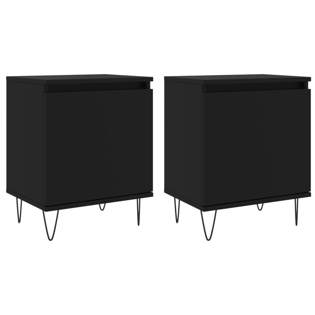 vidaXL Yöpöydät 2 kpl musta 40x30x50 cm tekninen puu