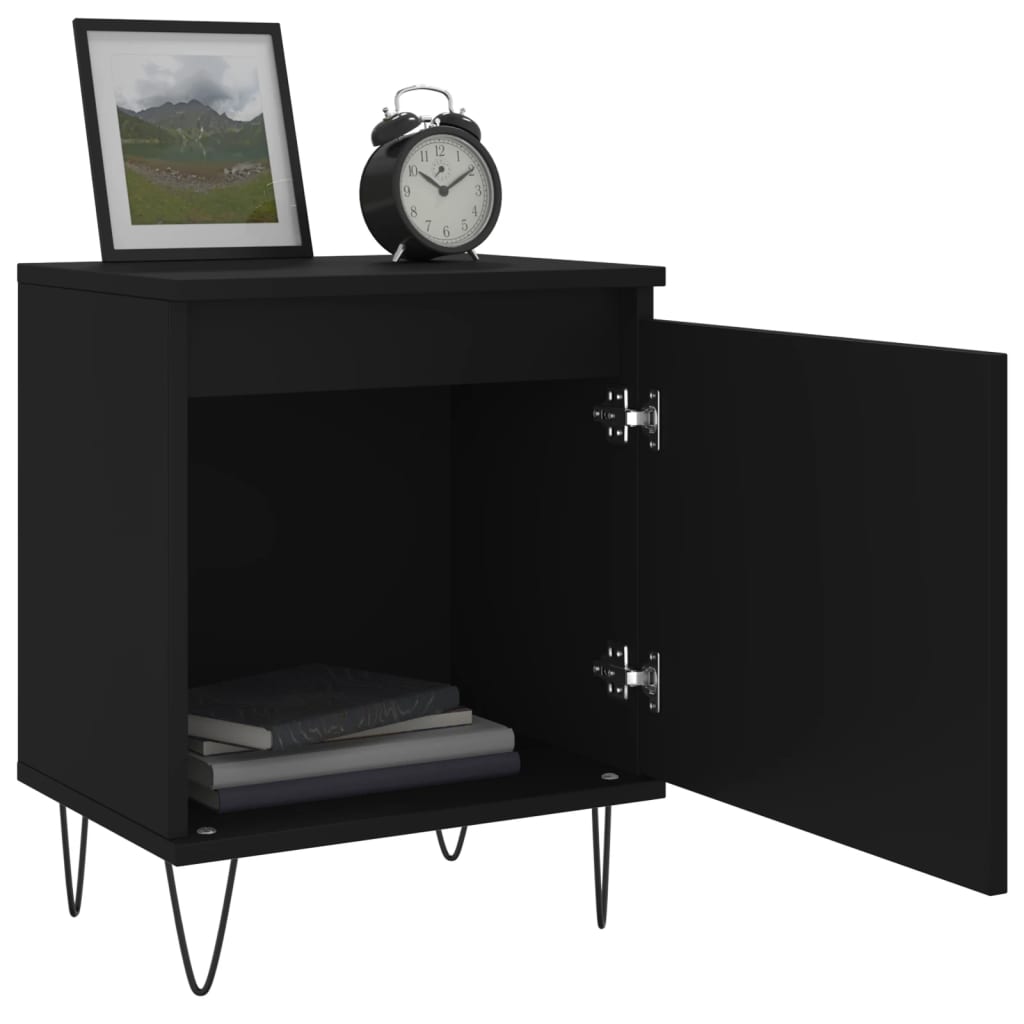 vidaXL Yöpöydät 2 kpl musta 40x30x50 cm tekninen puu