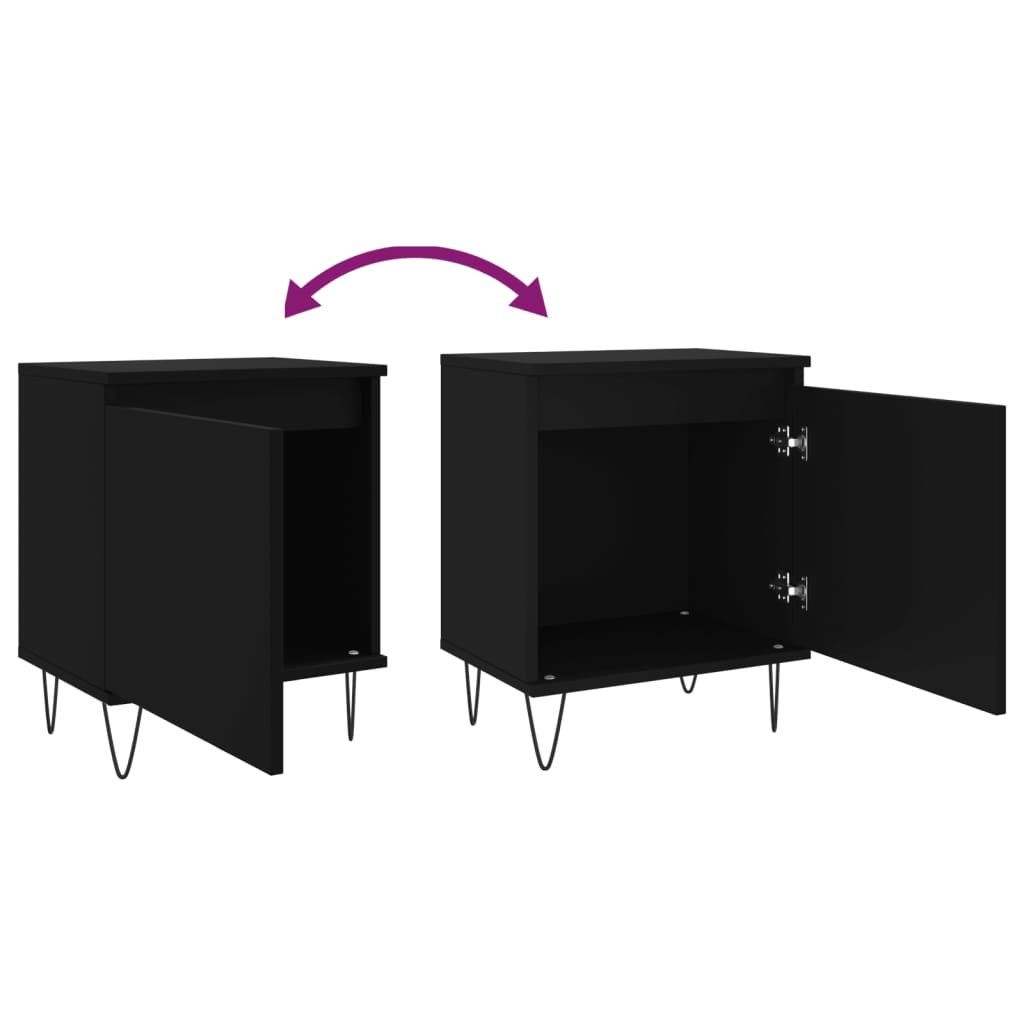 vidaXL Yöpöydät 2 kpl musta 40x30x50 cm tekninen puu