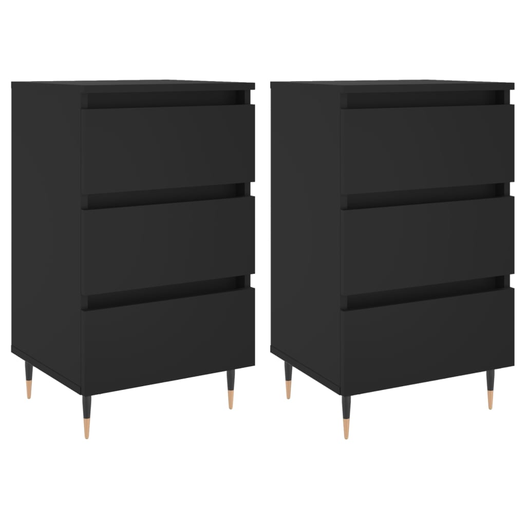 vidaXL Yöpöydät 2 kpl musta 40x35x69 cm tekninen puu