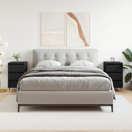 vidaXL Yöpöydät 2 kpl musta 40x35x69 cm tekninen puu