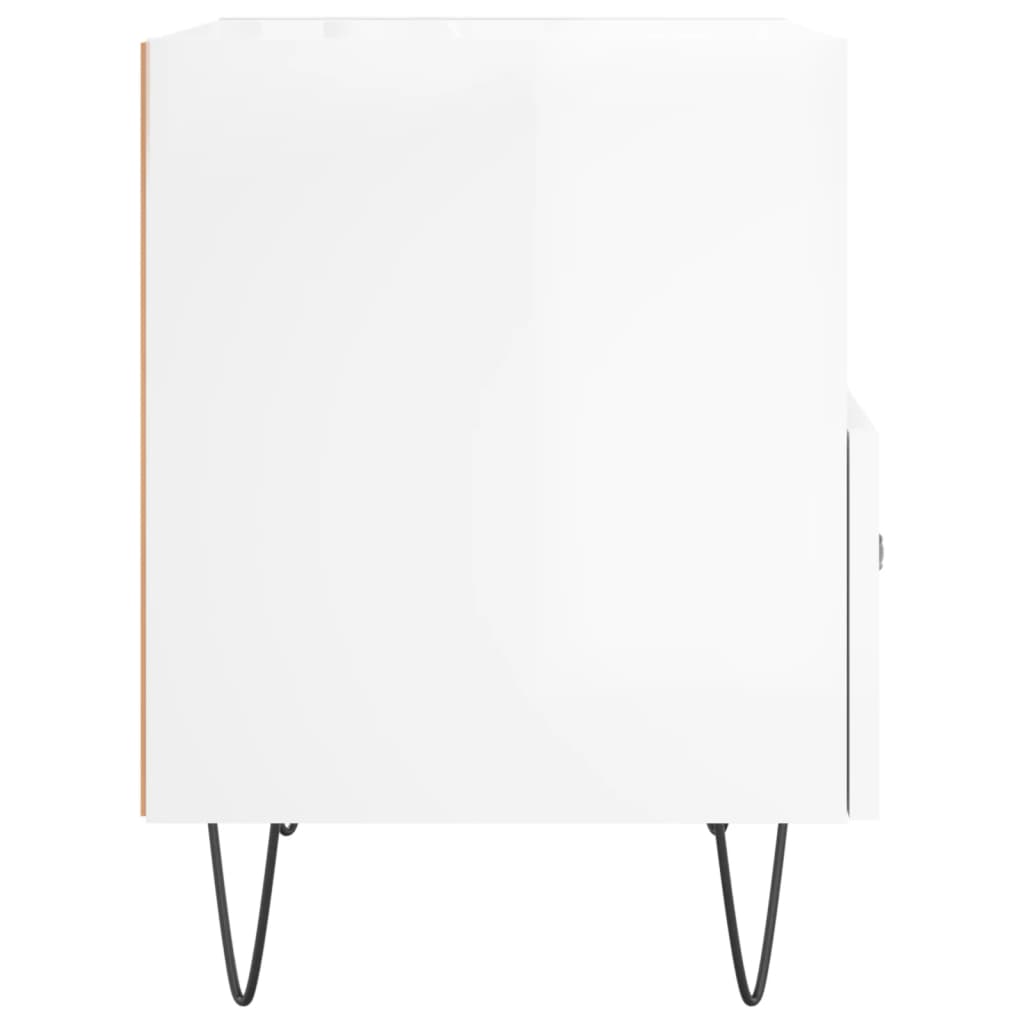 vidaXL Yöpöydät 2 kpl korkeakiilto valk. 40x35x47,5 cm tekninen puu