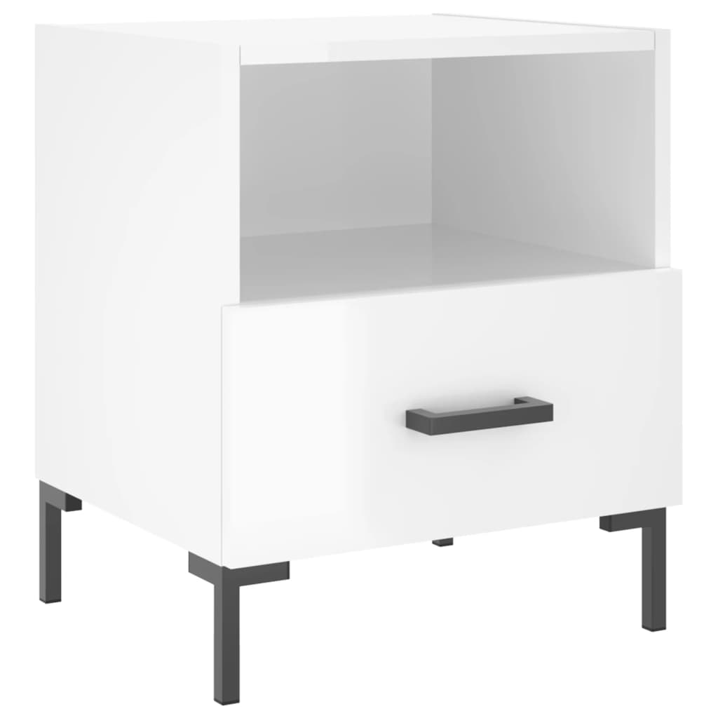 vidaXL Yöpöydät 2 kpl korkeakiilto valk. 40x35x47,5 cm tekninen puu
