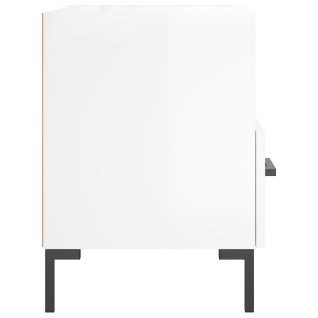 vidaXL Yöpöydät 2 kpl korkeakiilto valk. 40x35x47,5 cm tekninen puu