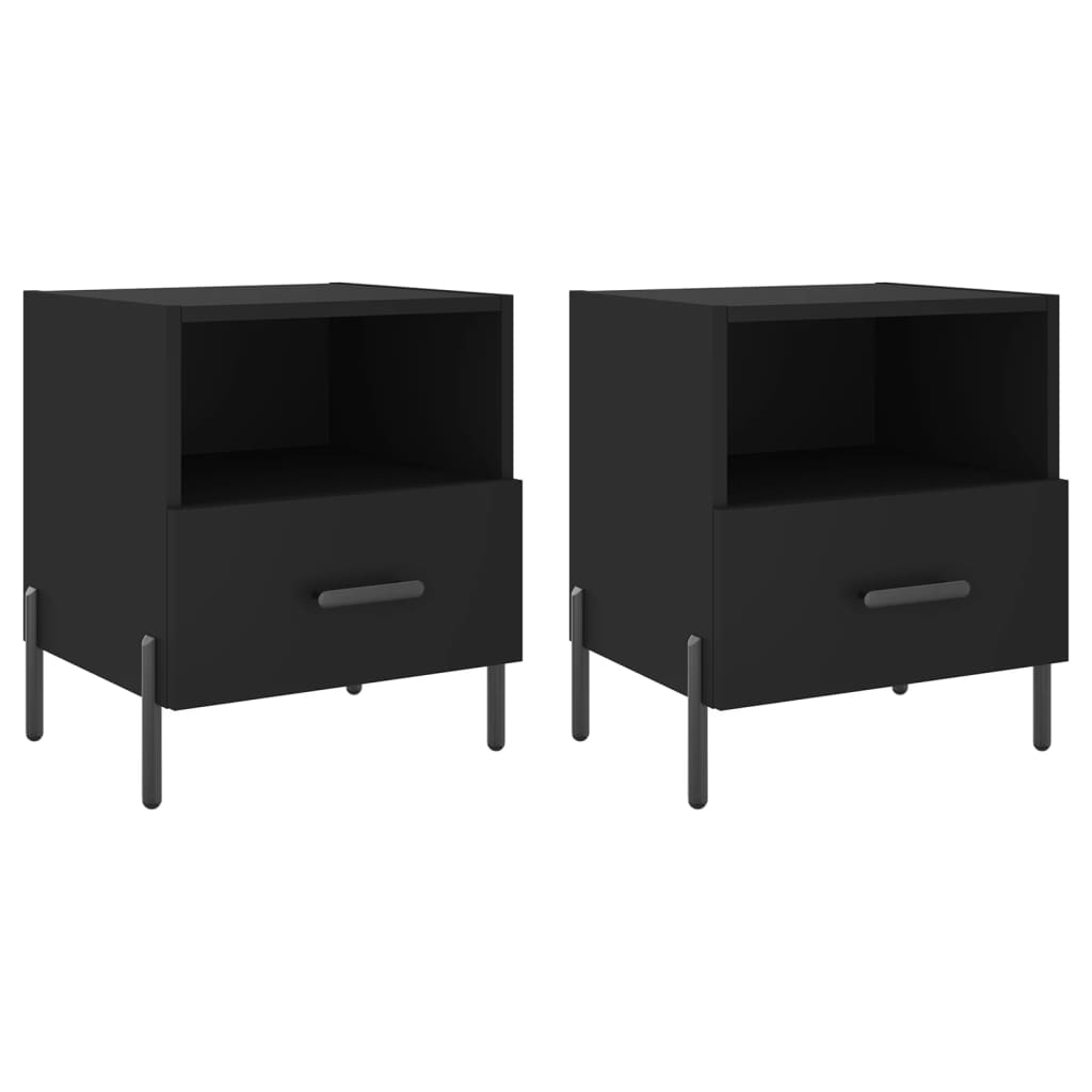 vidaXL Yöpöydät 2 kpl musta 40x35x47,5 cm tekninen puu