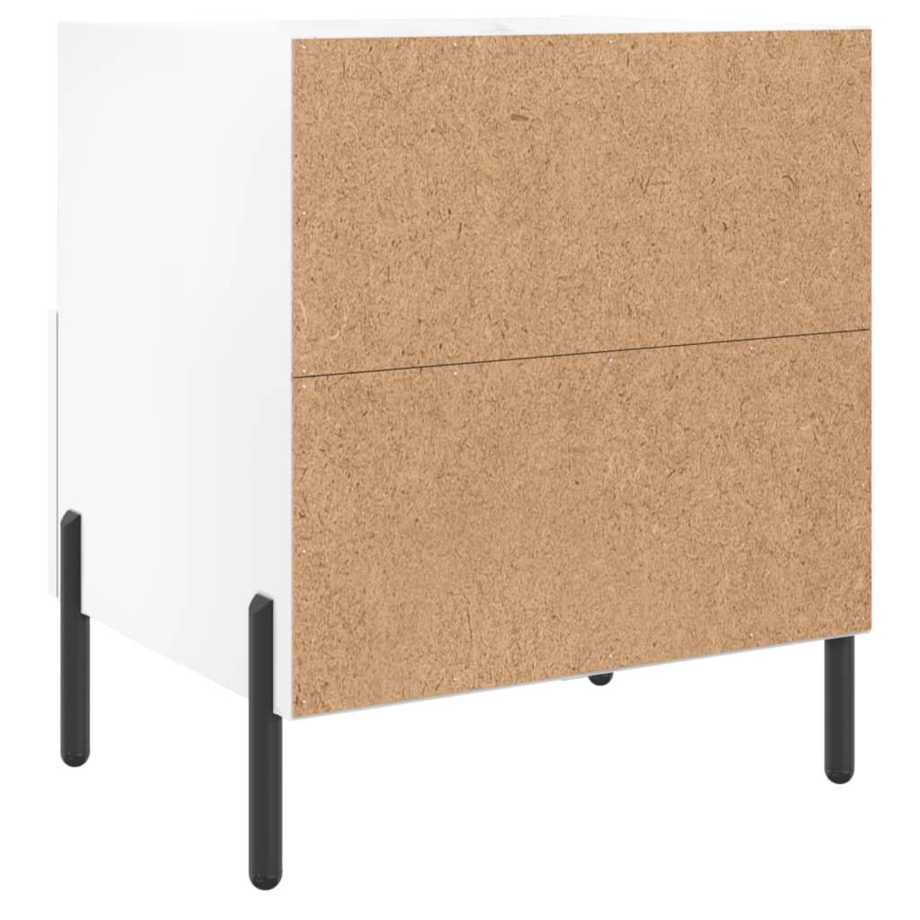 vidaXL Yöpöydät 2 kpl korkeakiilto valk. 40x35x47,5 cm tekninen puu