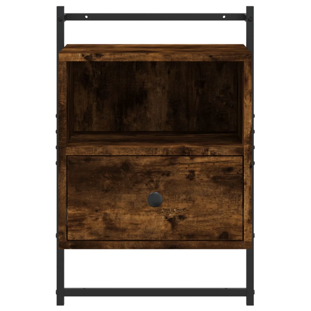 vidaXL Yöpöydät seinälle 2 kpl savutammi 40x30x61 cm tekninen puu