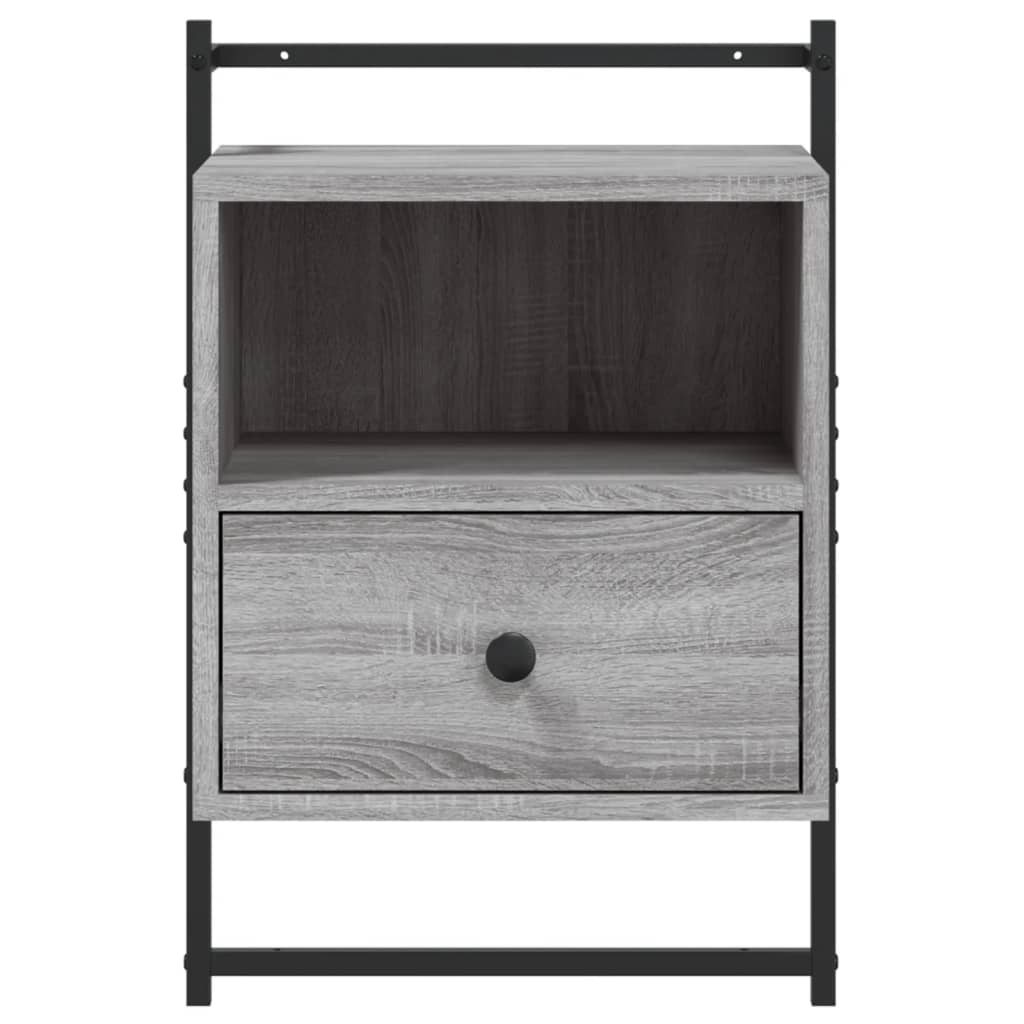 vidaXL Yöpöydät seinälle 2 kpl harmaa Sonoma 40x30x61 cm tekninen puu