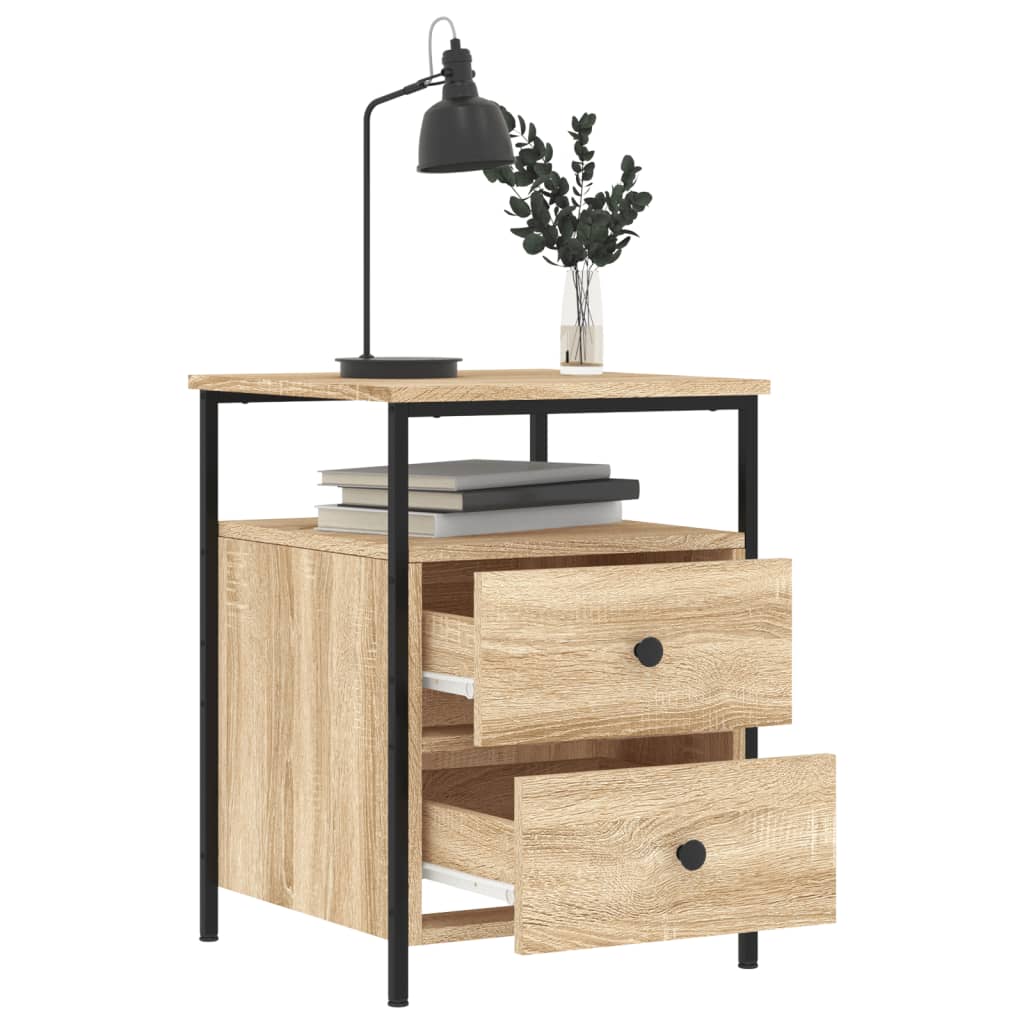 vidaXL Yöpöydät 2 kpl Sonoma-tammi 44x45x60 cm tekninen puu
