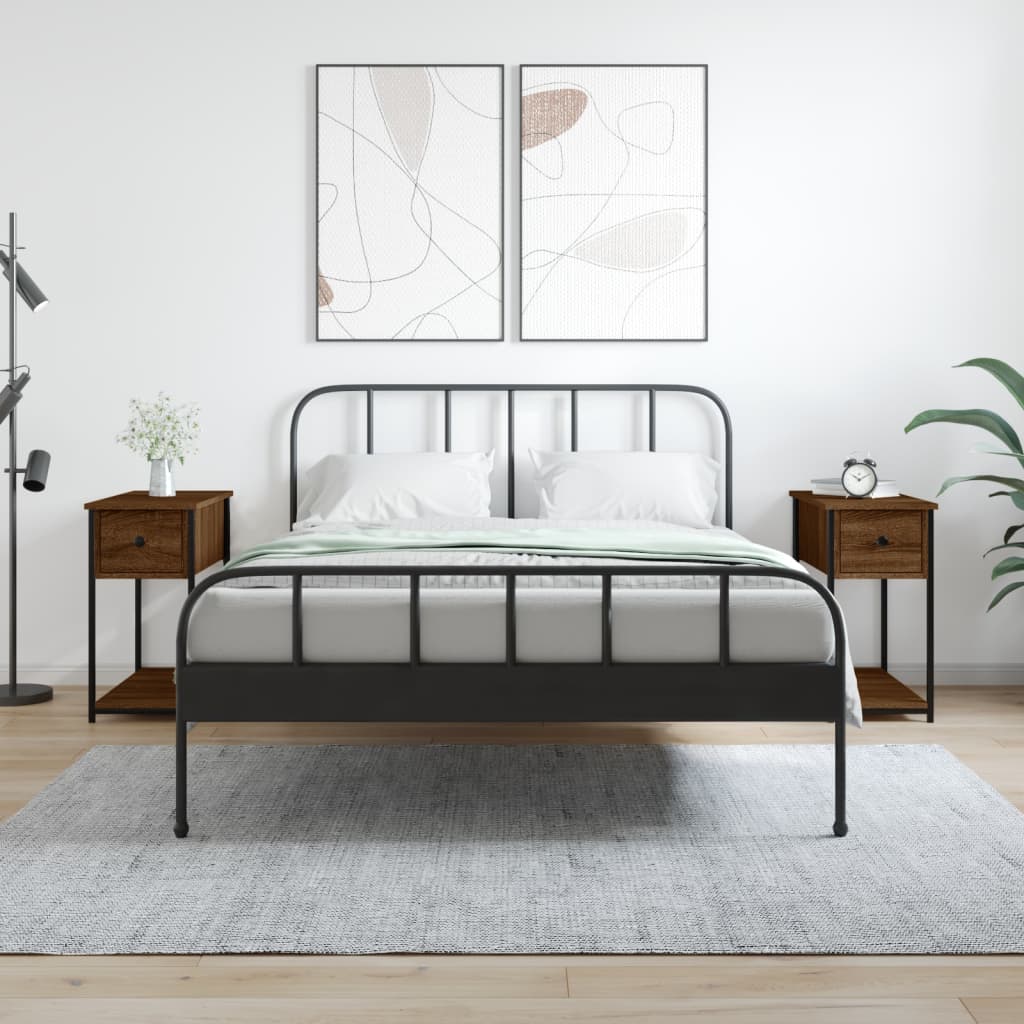 vidaXL Yöpöydät 2 kpl ruskea tammi 30x60x60 cm tekninen puu