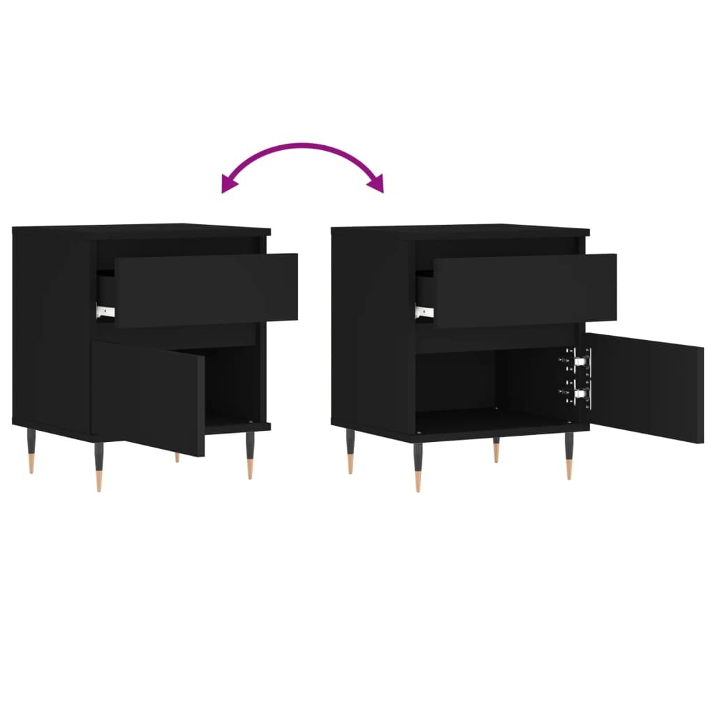 vidaXL Yöpöydät 2 kpl musta 40x35x50 cm tekninen puu