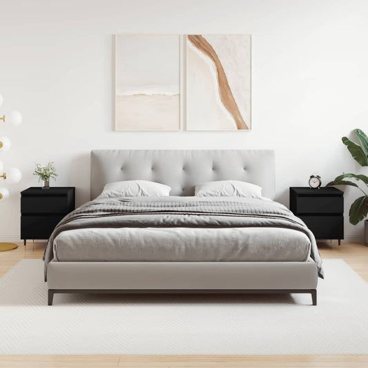 vidaXL Yöpöydät 2 kpl musta 40x35x50 cm tekninen puu