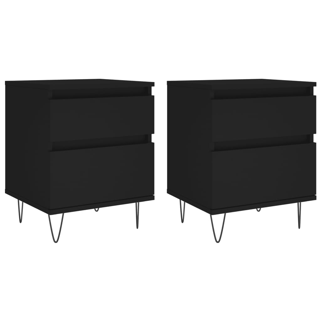 vidaXL Yöpöydät 2 kpl musta 40x35x50 cm tekninen puu