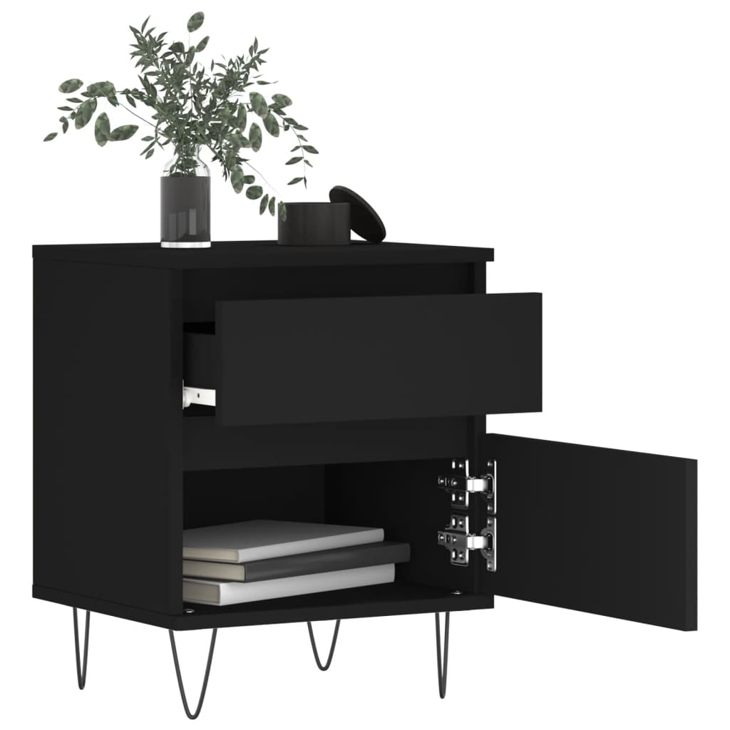 vidaXL Yöpöydät 2 kpl musta 40x35x50 cm tekninen puu