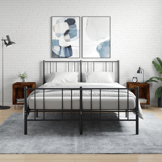vidaXL Yöpöydät 2 kpl savutammi 40x35x50 cm tekninen puu