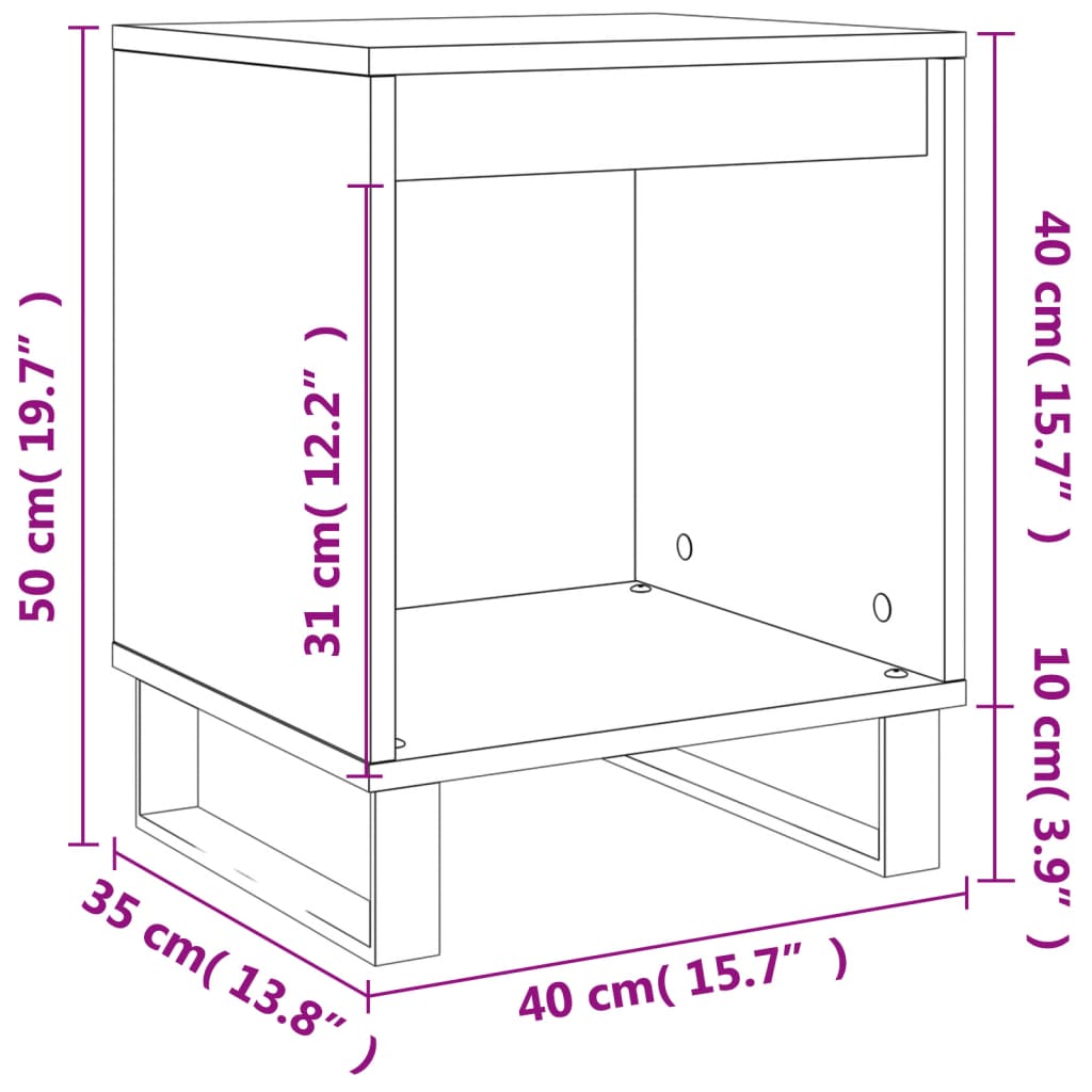 vidaXL Yöpöydät 2 kpl musta 40x35x50 cm tekninen puu