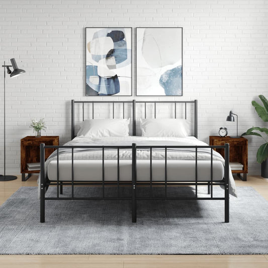 vidaXL Yöpöydät 2 kpl savutammi 40x35x50 cm tekninen puu