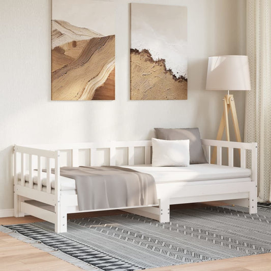 vidaXL Vuodesohva rullilla valkoinen 90x200 cm täysi mänty