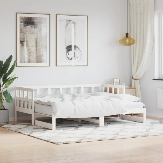 vidaXL Vuodesohva rullilla valkoinen 80x200 cm täysi mänty