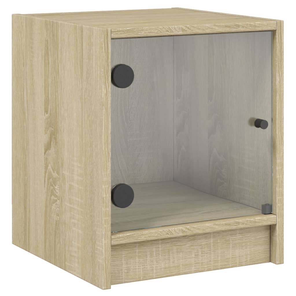 vidaXL Yöpöydät lasiovilla 2 kpl Sonoma-tammi 35x37x42 cm