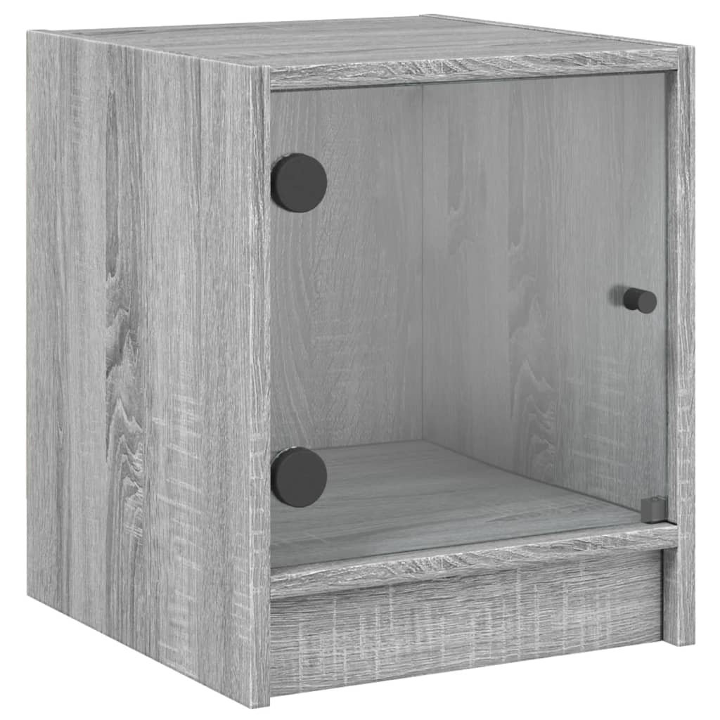 vidaXL Yöpöydät lasiovilla 2 kpl harmaa Sonoma 35x37x42 cm