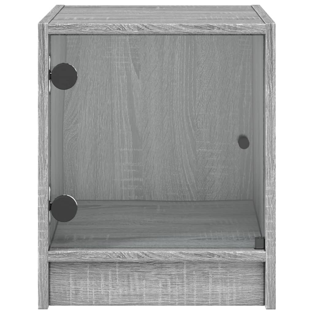 vidaXL Yöpöydät lasiovilla 2 kpl harmaa Sonoma 35x37x42 cm