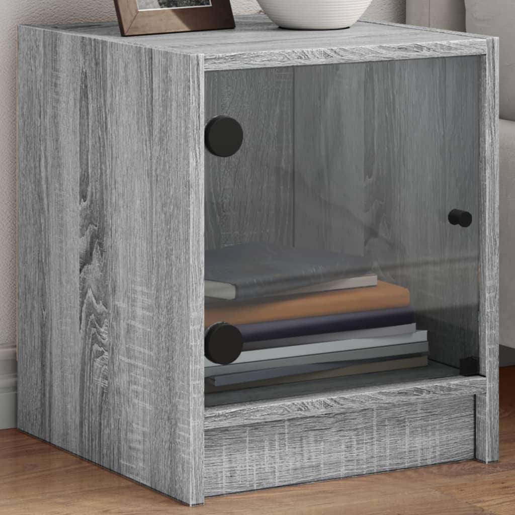 vidaXL Yöpöydät lasiovilla 2 kpl harmaa Sonoma 35x37x42 cm